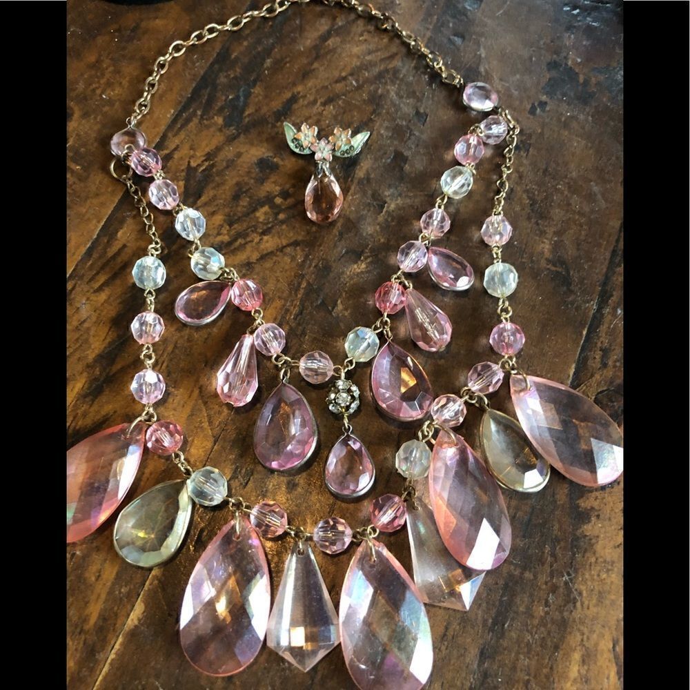 Made with Love  10” block necklace and earring set. (Heavy )